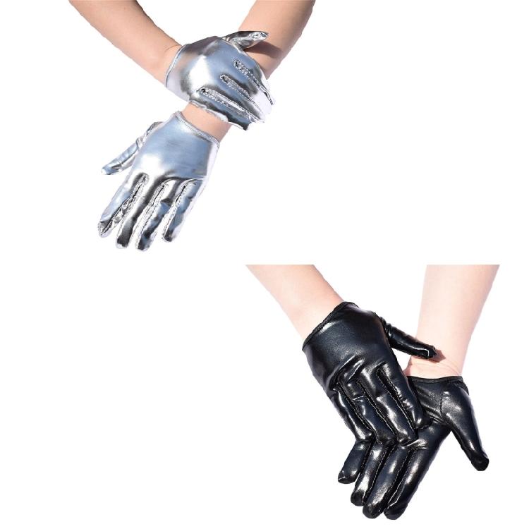 Luxurious Shining Enamel Leather Gloves for Women Men Night Club Dancing Wear Fashion Glossy Short Gloves for Parties