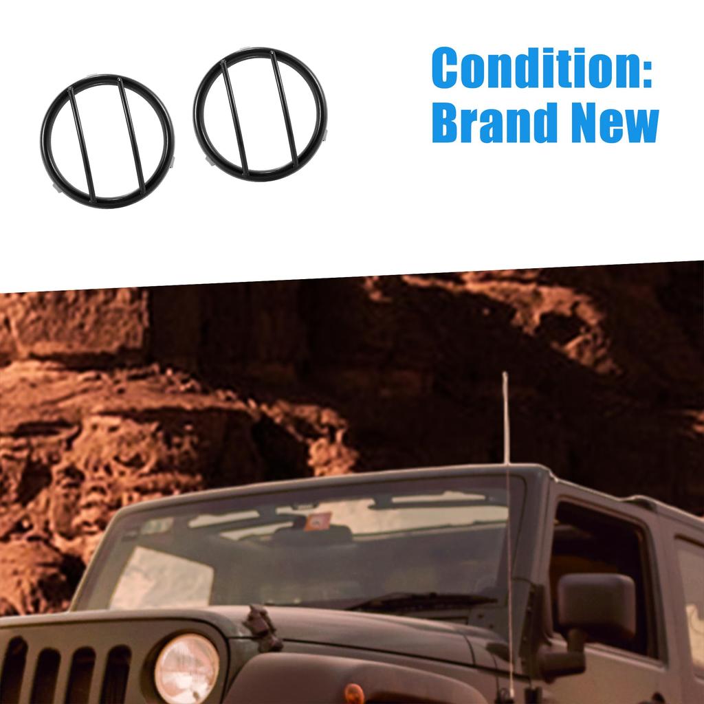 A ABSOPRO Headlight Light Grille Guard Protector Cover for Je ep Wrangler 2007-2017 2 Pack