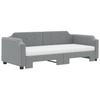 VidaXL Daybed with Trundle and Mattress Light Grey 100x200 Cm Fabric 3197657