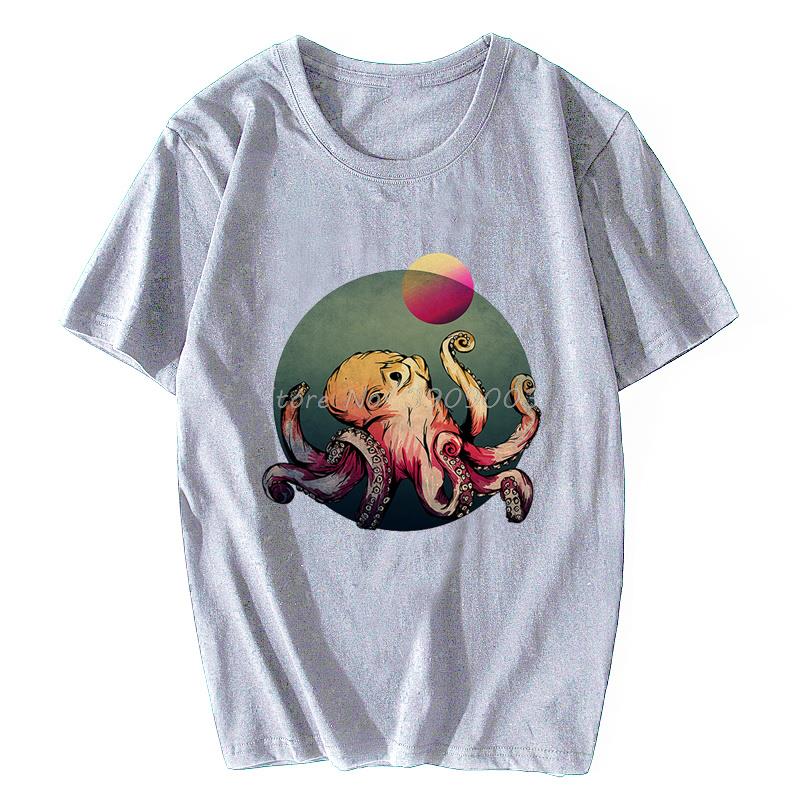 Deep Sea Octopus Funny Vintage TShirt Casual Cotton Tshirt Oversized Unisex Tops Unisexs Clothes Fitness T Shirt