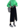 Korean Irregular Slit Denim Midi Skirt - Plus Size A-Line High Waist for Autumn/Winter