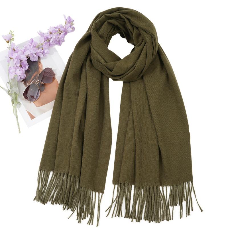 Women S Solid Color Thick Warm Faux Cashmere Scarf For Autumn Winter