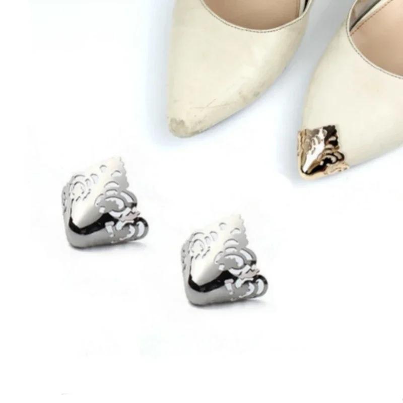 Women High Heel Metal Toe Cap Wear and Tear Concealer Anti-kicking Leather Shoes Point Protector Flat Shoe Tips Cap Accessorices