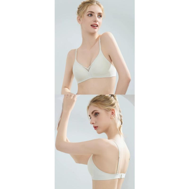 Women Summer Thin Seamless Wireless Push Up Gathered Bra