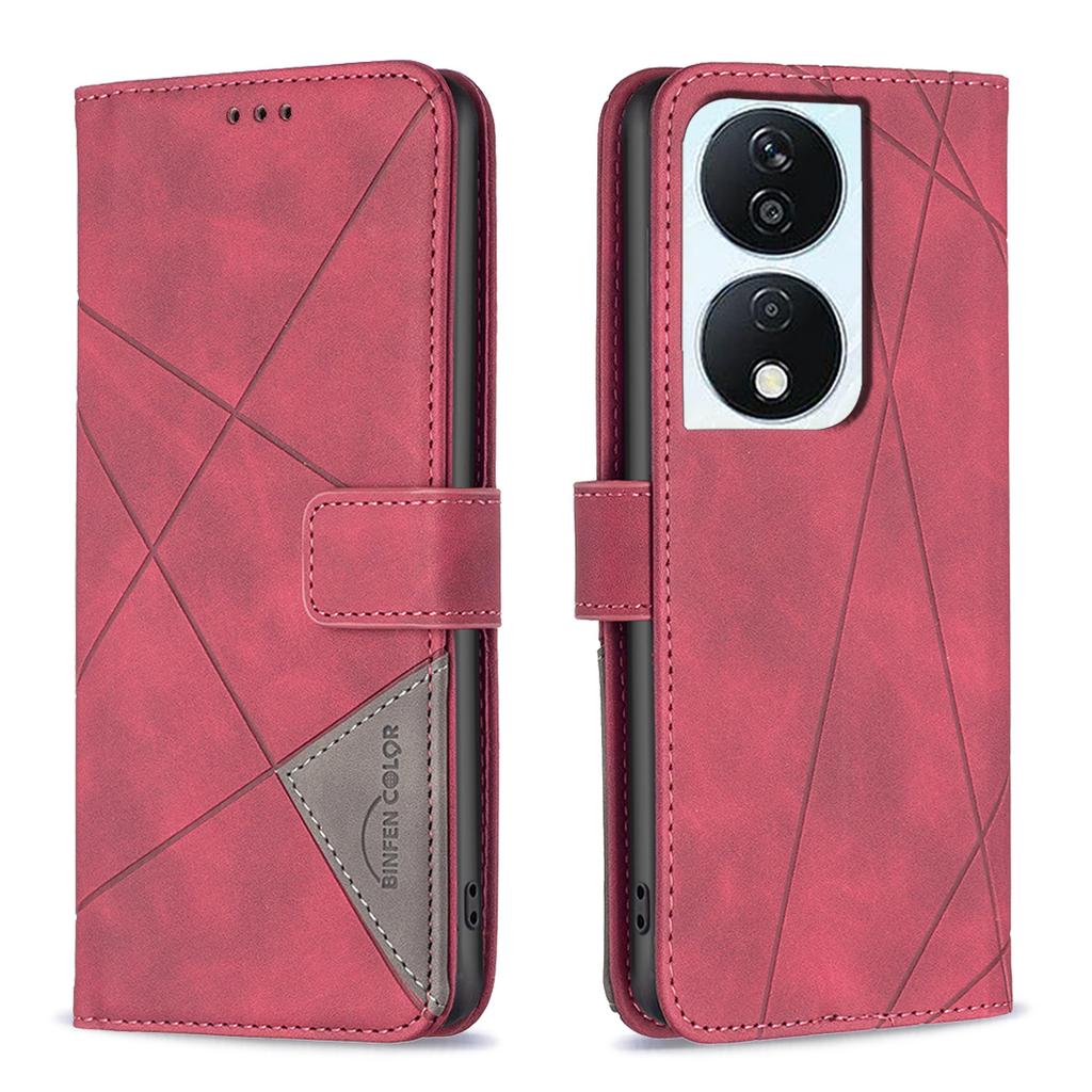 For Honor X7b 4G/90 Smart Phone Cases Wallet Stand Geometry Imprint Leather Cover