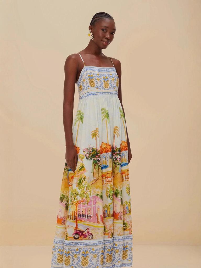 2025 European & American Fashion Printed Linen Slip Dress