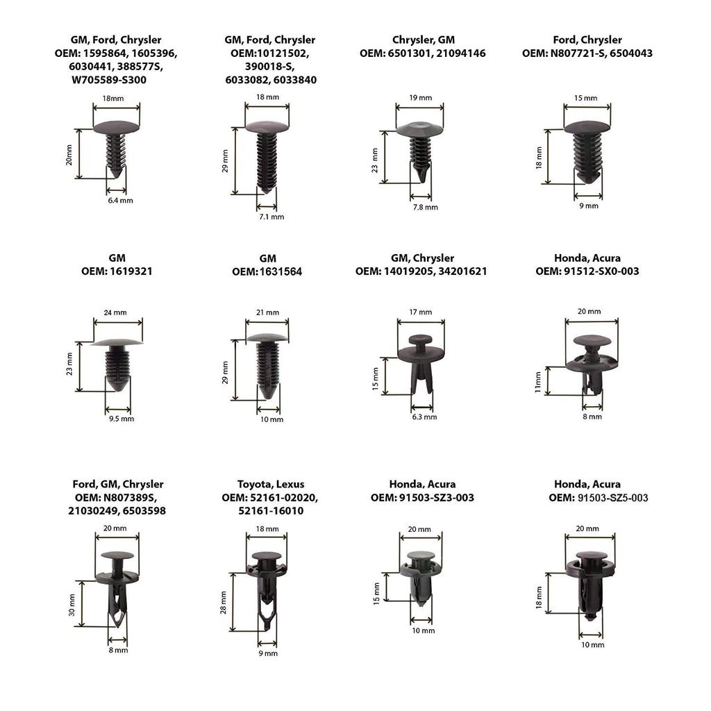 Sunplustrade 240 Pcs Bumper Clips Car Clips Plastic Rivets Fasteners Push Retainer Kit Most Popular Sizes Auto Push Pin Rivets Set for GM Ford Toyota