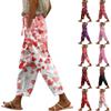 Damen Freizeithose Modische Print Kordelzug Taschen Elastische Taille Hose