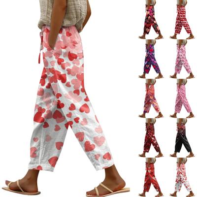 Women's Casual Pants Fashionable Print Drawstring Pockets Elastic Waist Pants