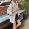 Women's Cotton White Long Sleeve Shirt, 2025 Spring Autumn Korean Loose Oversized Casual Sun Protection Button Down Blouse Outerwear
