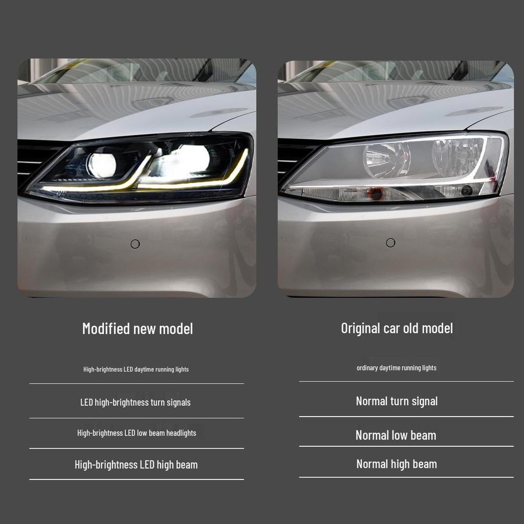 LED Projector Headlights with DRL & Flowing Turn Signals for 12-18 VW Sagitar