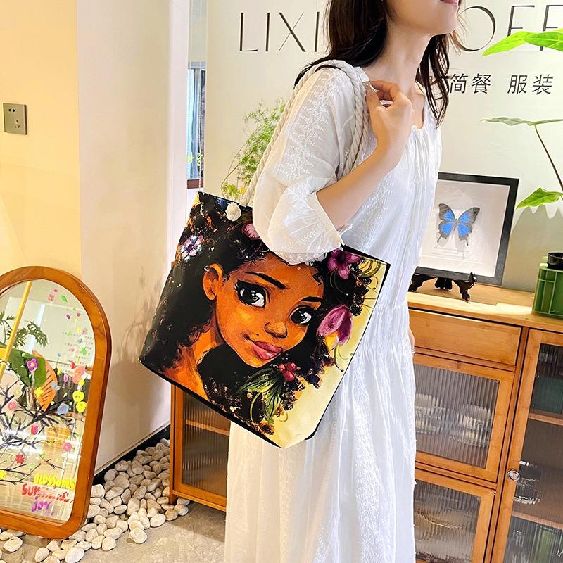 Fashion Versatile Tote Bag New Women's Portable Shopping Bag Creative Women's Printing Aesthetic Beach Bag Women