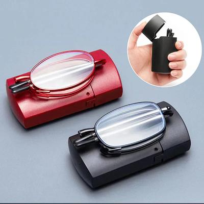 Mini Portable Folding Reading Glasses  Women Anti-Blue Light Temples Eyeglass with Case Belt Clip Presbyopic Glasses