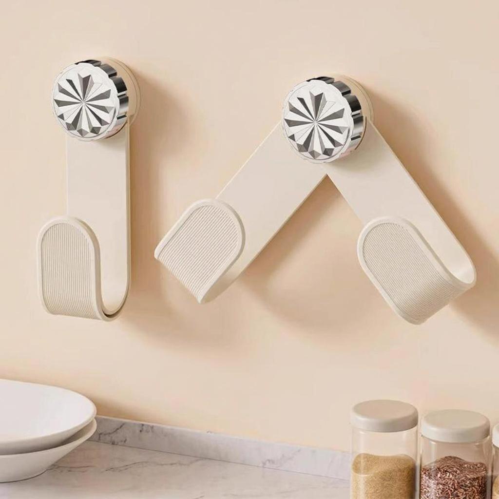 Rotating Suction Holder Pot Lid Rack, Gripping Kitchen Organizer Cream White 1 Pack