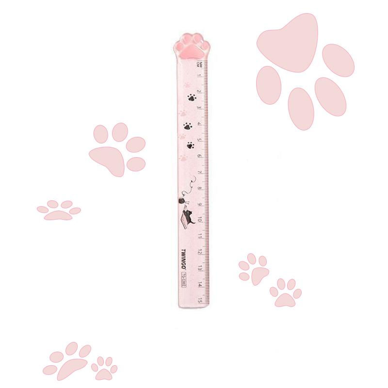 1PC Simpatico Righello Dritto in Plastica a Forma di Zampa di Gatto Kawaii Materiale Scolastico e da Ufficio Accessori per Planner Premio Studente