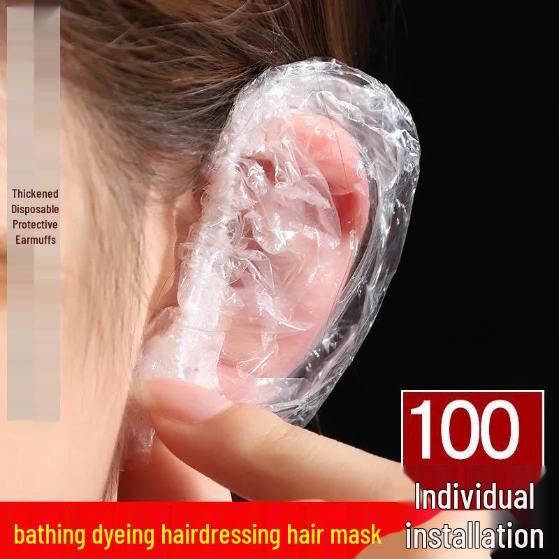 Waterproof Disposable Ear Covers for Hairdressing and Shampooing Low-pressure transparent 14cm, 100 pieces/package белый
