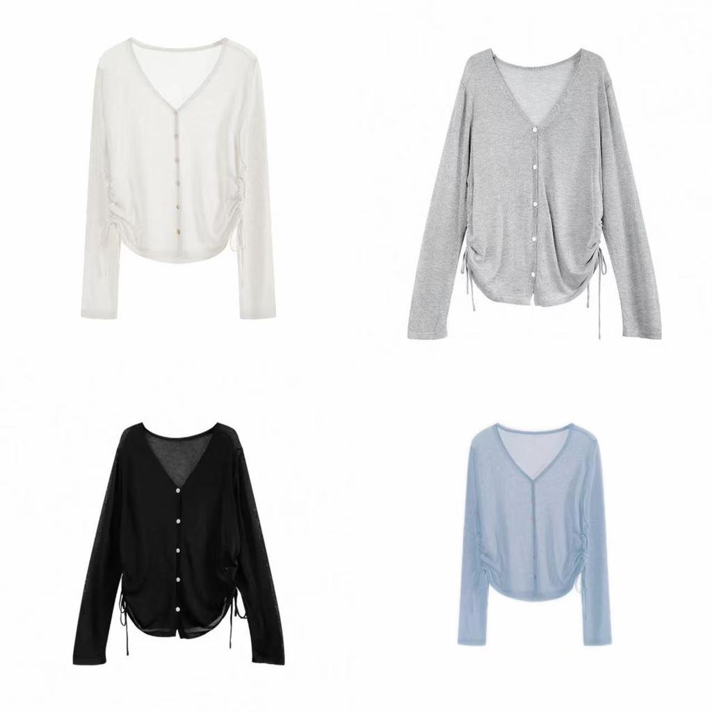 Women's Slimming Drawstring Summer Cardigan - Lightweight, Versatile Knit Outerwear