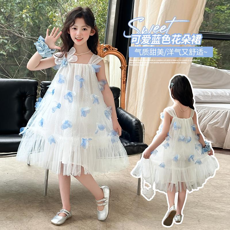 Girls' Summer Dress for Outer Wear 2026 New Mid Size Children's Stylish Sweet Dress Children's Fashion Princess Dress Trend