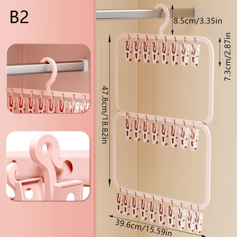Multi-Clip Sock Drying Rack Multi-Functional Removable Space-Saving Socks Underwear Baby Saliva Towel Household Storage Rack