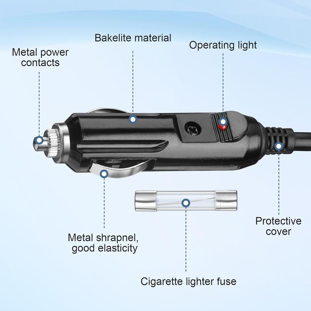 14AWG Car Cigarette Lighter to DC DC7909 Male Connector Adapter Cable 12V/24V DC 8mm Car Charger Power Supply Cord with 15A Fuse Use for Car Trucks