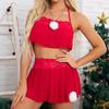 Kadın Noel İç Dantel İç Bölünmüş Backless pijamalar Babydoll Pijama