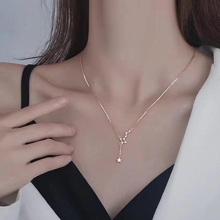 S925 Sterling Silver Big Dipper Necklace for Women - 2024 Light Luxury Clavicle Chain with Niche Design