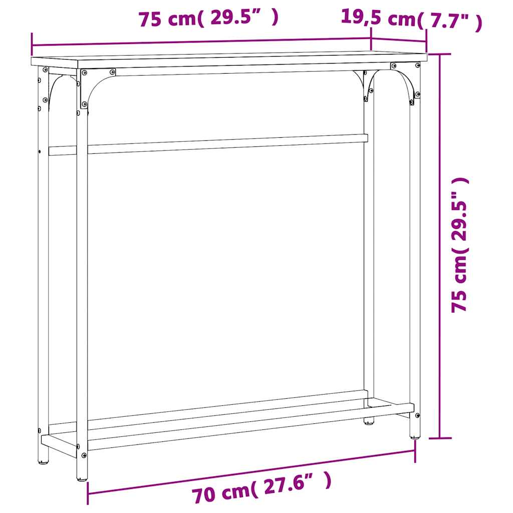 Console Table Smoked Oak 75 x 19.5 x 75 cm Wood Based Panel
