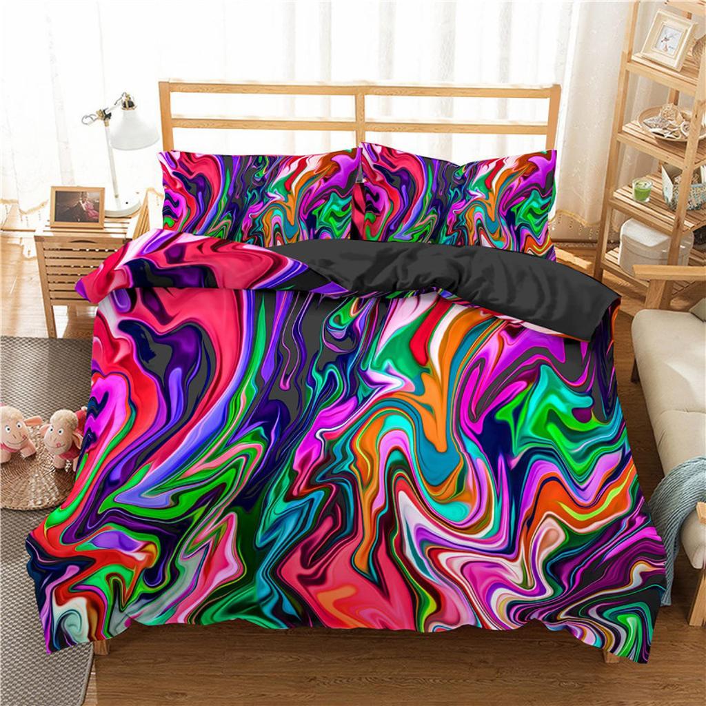 Psychedelic Abstract Art Duvet Set Bedding Set Three-Piece Digital Printing Bedroom Decoration