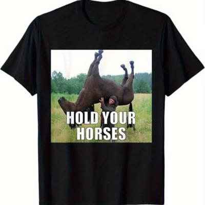 Hip Hop Street Horse Riding Funny Meme T-shirt Humorous Funny T-shirt All Season New Suitable for Both Men and Women