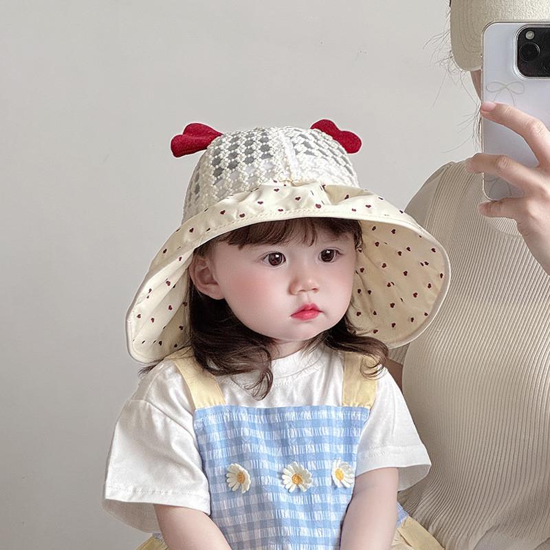 Baby Summer Breathable Cotton Sun Hat With Wide Brim For Outdoor Sun Protection