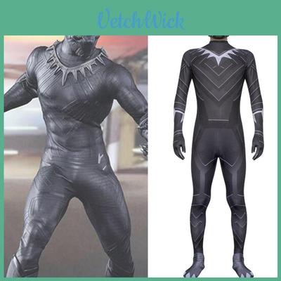 Premium Quality 2018 Halloween Costume Black Panther Necklace Jumpsuit Mask Ensemble