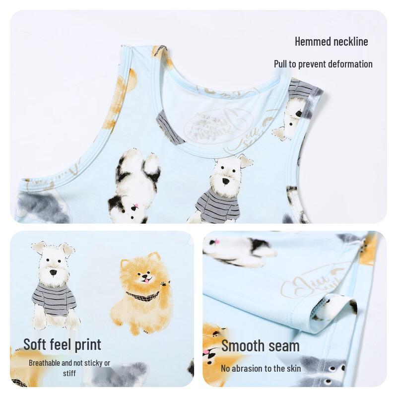 Jiusuiban Boys' 7A Antibacterial Cartoon Dog Cooling Vest Top