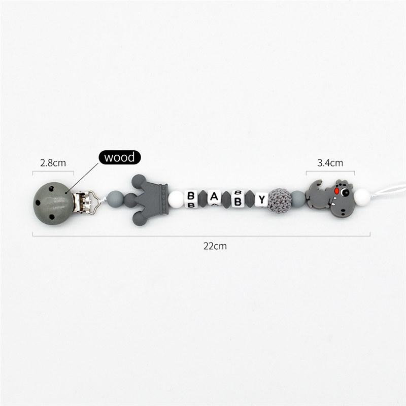 Custom Personalized Name Handmade Pacifier Clip Holder Cartoon Silicone Dinosaur Pacifier Chain Baby Teether Teething Chain Gift