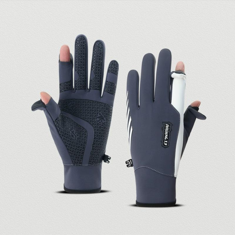 Men's cycling gloves, velvet inner, warm and cold-proof outdoor sports cycling flip, windproof and non-slip gloves