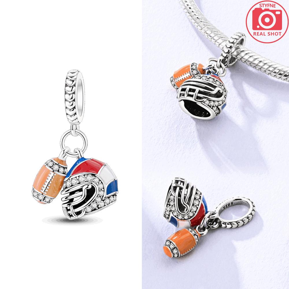 

Original Charms Copper Creative Rugby Sports Helmet Pendants Fit Charms Plata Bracelets For Women Women Jewelry Making