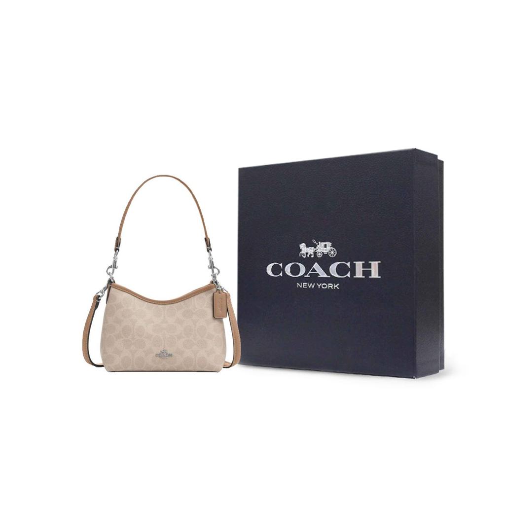Coach Laurel 19 Coated Canvas Handbag Women Handbags Silver Beige CBH15-SVPWH