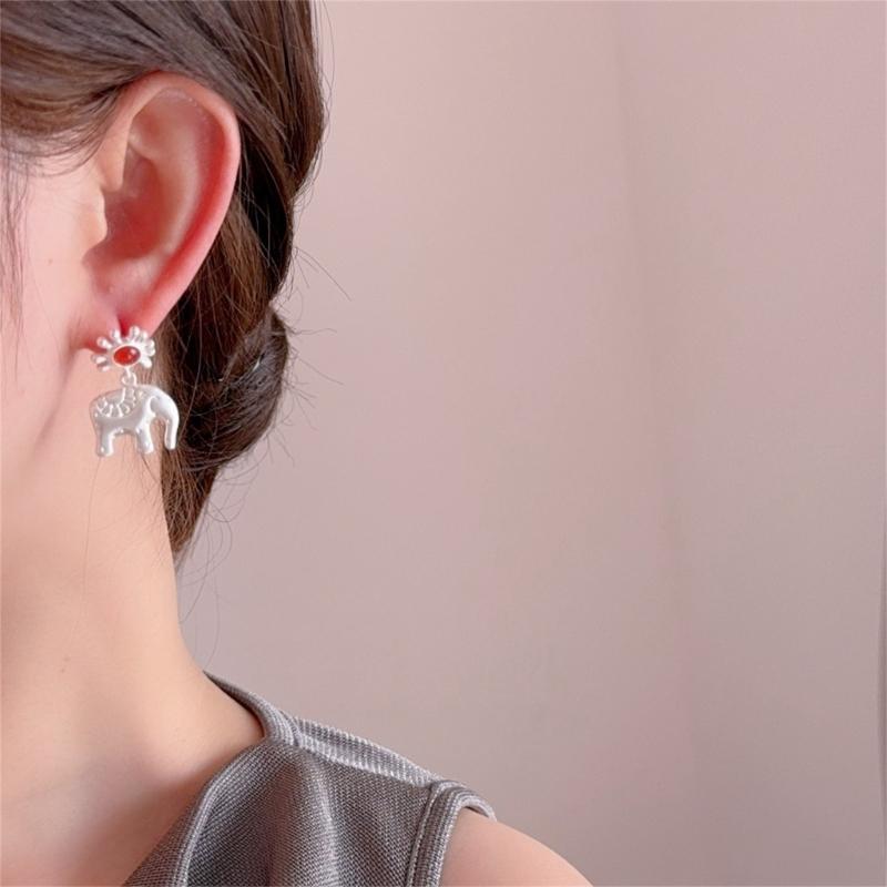 Trendy Elephant Design Earrings Sturdy Alloy Comfort Fit Allergy Resistant FStylish Elephant Ear Studs or Sensitive Skin