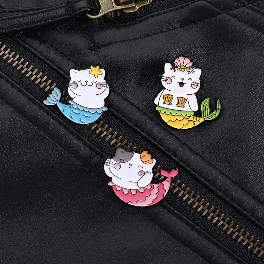 Adorable Mermaids Cats Brooch With Vibranting Color Sturdy Pin Designs Unisex Fashion Accessory For Daily Use Event