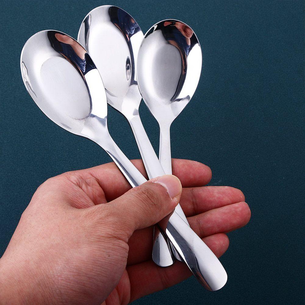Stainless Steel Soup Spoon Chinese Stainless Steel Children's Rice Spoon Flat Spoon Kitchen Tableware