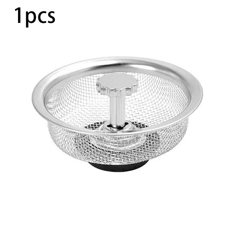 Sink Drain Filter 1-2pcs Kitchen Accessories With Handle and Plug Stainless Steel Food Catcher For Most Sink Drains Strainer