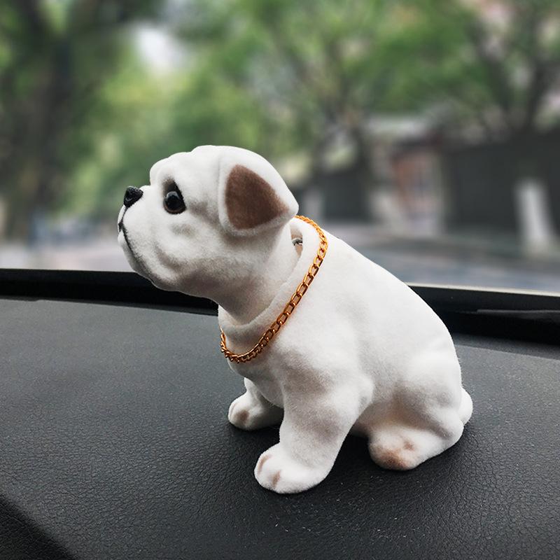 Nodding Dog Shaking His Head Tiger Doll Resin Simulation Dog Toy Dashboard Decoration Car Ornaments Cute Girl Car Accessories
