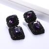 Chic European-American Square Gemstone Stud Earrings: Bold Fashion Jewelry