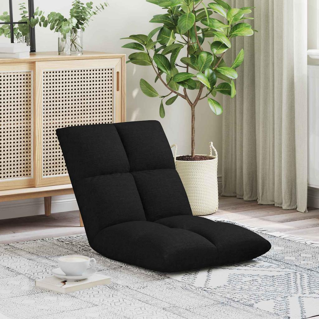 Adjustable Footstool Black Fabric