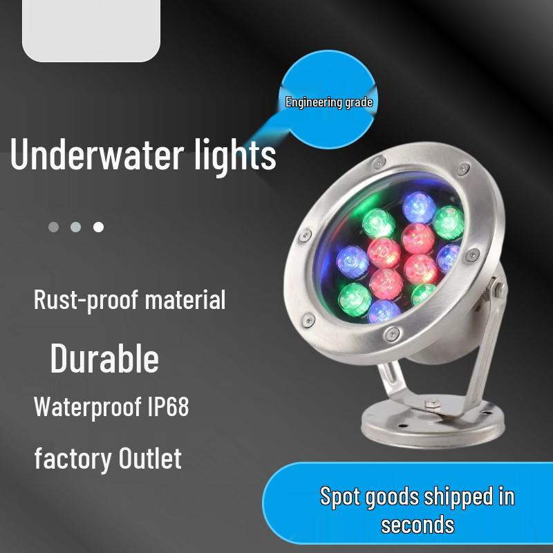 

Подводный светодиодный водонепроницаемый светильник для пруда и бассейна - Цветной грунтовый прожектор для фонтана (12В/220В/24В) 9W 24V