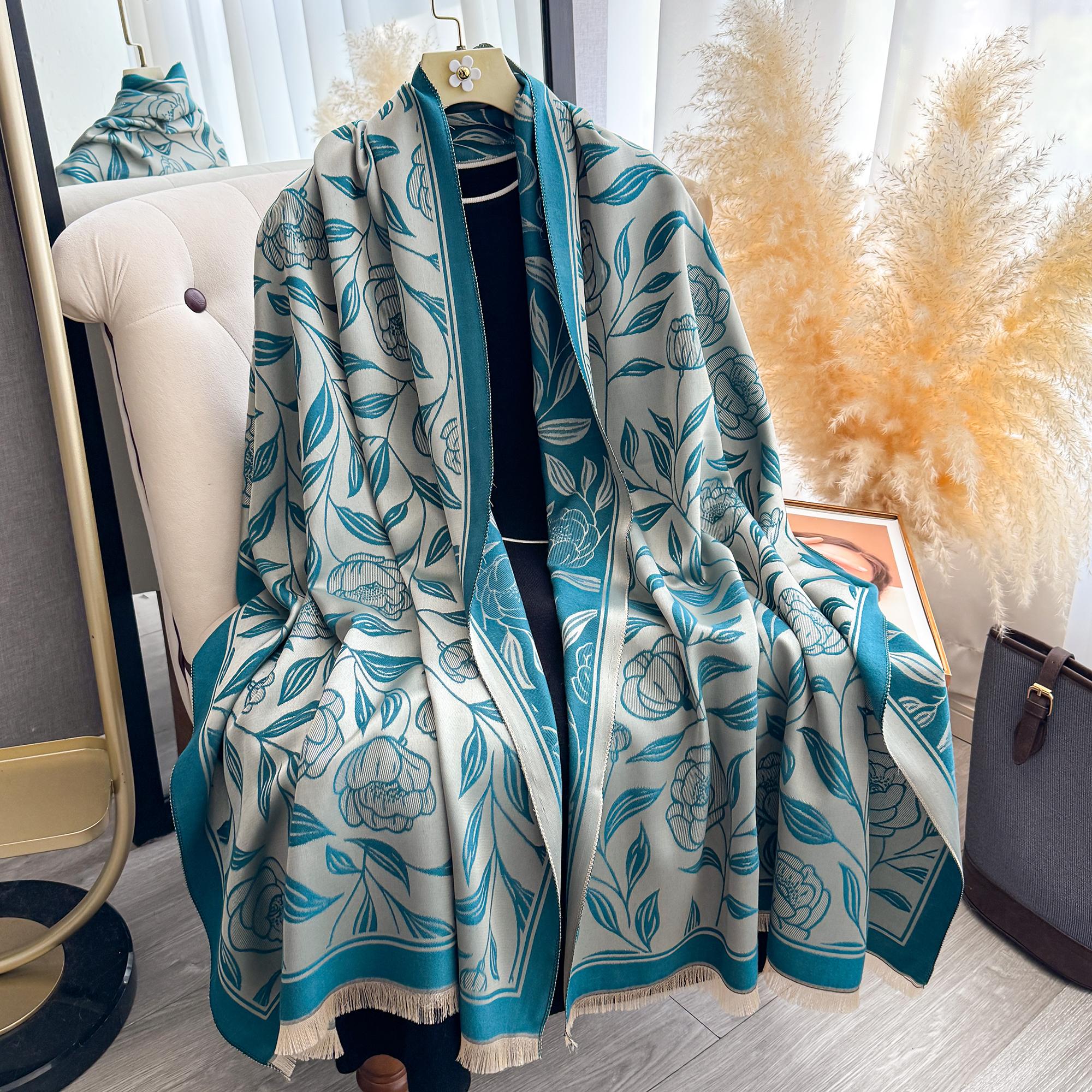 

Women S Luxury Bohemia Floral Print Shawl Soft Warm Imitation Cashmere Pashmina Winter Coldproof Windproof Blanket