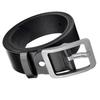Men Belt Classic PU Leather Soft Casual Single Prong Belt for Business Work Christmas 49.2in Silver Buckle Black Belt