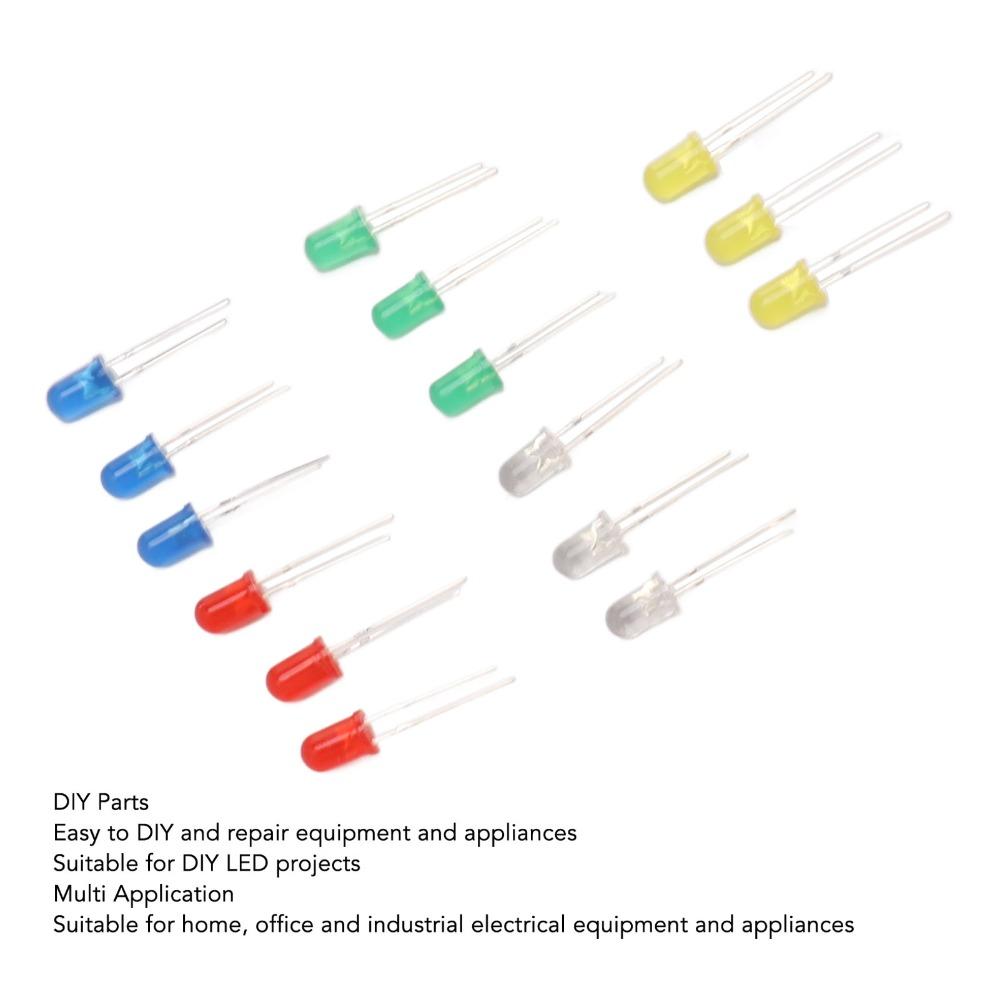 100PCS 5 Color Light Emitting Diodes ABS LED Diode Lights 5mm LED Diodes  DIY Science Project