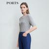 PORTS Women's 2025 S/S Color-Block Round Neck Knitted Pullover