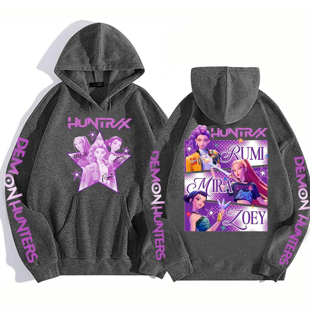 Kpop Demon Hunters Fanmerch Mira Rumi Zoey Huntrix Hoodie Harajuku Pullover Tops Man Woman Sweatshirt Fans Gift