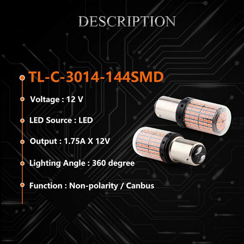 1Pc 1157 Led Red Canbus 3014 144-Smd Car Turn Signal Brake Light No Flash